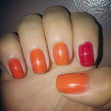 Unas Color Naranja Y Rojo Nail Polish Nails Polish