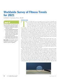 The journal publishes articles focusing on molecular, cellular, tissue,. Pdf Worldwide Survey Of Fitness Trends For 2021