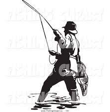Download 600+ royalty free fish clipart black and white vector images. Fisherman Clipart Clip Art Of A Sporty Black And White Wading Picture Fly Fishing Art Fish Silhouette Clip Art