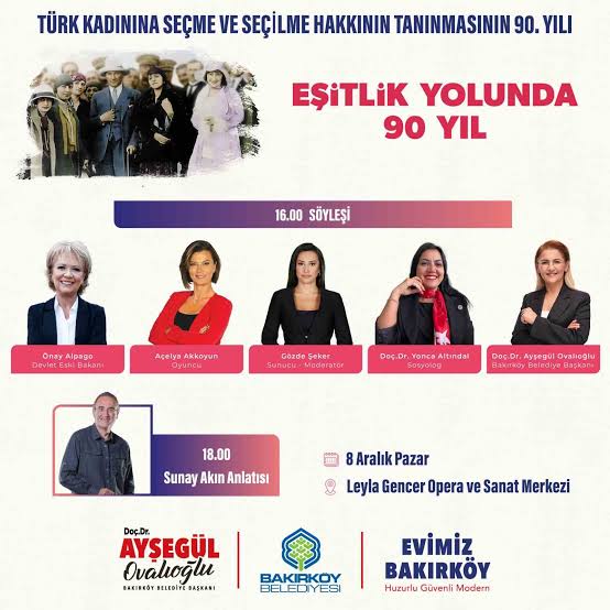 Bakırköy Belediyesi “eşitlik yolunda 90 yıl” söyleşisi düzenliyor İhlas Haber Ajansı