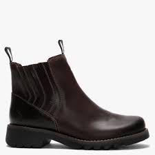 Ralt Dark Brown Leather Chunky Chelsea Boots