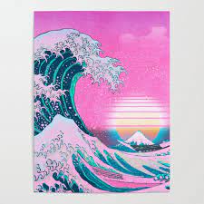 Subscribe to envato elements for unlimited vaporwave aesthetic is an ideal royalty free audio track for any project that requires a 80's, 80s and. Vaporwave Aesthetic Great Wave Off Kanagawa Synthwave Sunset Poster By Coitocg Society6