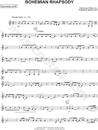Queen Bohemian Rhapsody Bb Instrument Sheet Music Trumpet Clarinet Soprano Saxophone Or Tenor Saxophone In C Major Download Print Viola Sheet Music Trumpet Sheet Music Clarinet Music