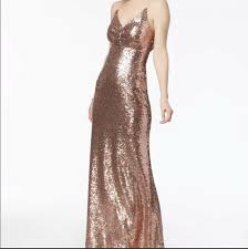 Nw Nightway Womens Rose Gold Sequined Prom Evening Dress