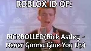 We have more than 2 milion newest roblox song codes for you. Roblox Boombox Id Code For Rickrolled Rick Astley Never Gonna Give You Up Youtube