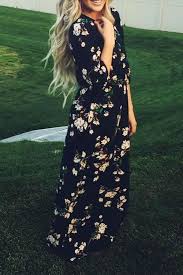 Black 3 4 Sleeve Maxi Dress Floral Printed Fall Dress Black Long Sleeve Floral Maxi Dress Floral Maxi Dress Maxi Dress With Sleeves
