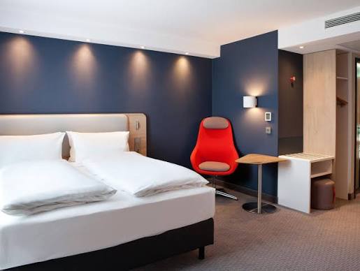 Hotel room at the Holiday Inn Express in Saarbrücken Germany.