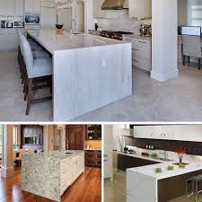 We have a traditional dark cherry kitchen and currently updating some cabinets and backsplash and painting has been done. 5 Ways Waterfall Edge Marble Granite Or Quartz Countertops Rock