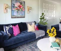 From Farmhouse To Modern Glam My Living Room Makeover With Article Sofa The Craft Patch In 2020 Glam Living Room Blue Couch Living Room Modern Glam Living Room