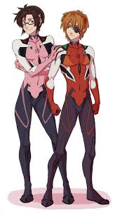 ãƒ«ãƒ¼ãƒ©ãƒ‹ Mari Makinami Eva Pilot 09 Rei Ayanami Eva Pilot 02 Genderbender Evangelion Neon Evangelion Neon Genesis Evangelion Evangelion Cool pic, and the poses match quite well with each of the characters.