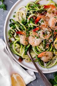 How to cut zucchini into pasta noodles. Zucchini Pasta Carbonara With Shrimp The Real Food Dietitians