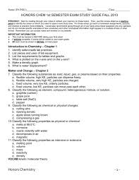 Unit 6 test stoichiometry practice test answer key page 1. Honors Chemistry 1st Semester Final Exam Study Guide