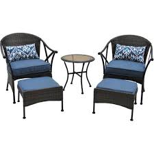 Mainstays Skylar Glen 5 Piece Outdoor Chat Set Blue Walmart Com Furniture Outdoor Furniture Sets Blue Cushions