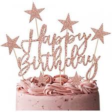 Huge collection · free personalization · 100% guaranteed 2 Sets Cake Decoration Rose Gold Cake Topper Happy Birthday Banner Confetti Balloon Stars Heart Cake