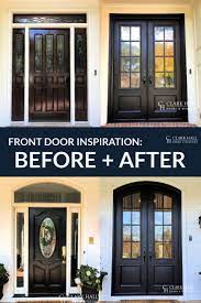 The owners of this home have a sense of humor, as shown by their cattle skull wreath and funny doormat. Before After Custom Double Door Ideas Custom Front Doors Home Exterior Makeover Front Door Makeover