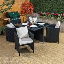 Toulon Rattan Cube Garden Dining Set 4 Seater Outdoor Patio Set Garden Dining Set Outdoor Patio Set Contemporary Garden Furniture