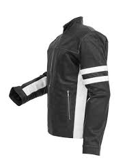 Black And White Striped Leather Jacket Black White Striped Lined Leather Jacket Leather Jacket Us Http Leatherjacketus Com Produc Leather Jacket Men Stylish Leather Jacket White Leather Jacket