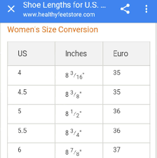 Healthy Feet Com European Shoe Size Chart Shoe Size Chart