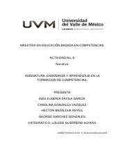 El juego es tan desconcertante como simple. A8 Cgv Pdf Maestria En Educaci U00d3n Basada En Competencias Actividad No 8 Narrativa Asignatura Ense U00d1anza Y Aprendizaje En La Formacion De Competencias Course Hero