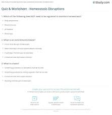 Quiz Worksheet Homeostasis Disruptions Study Com