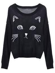 Pin By Claudia Alencar On Vestimenta Cat Sweaters Sweaters Black Jumper