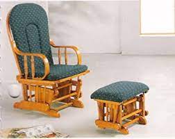 Homcom nursery glider rocking chair with ottoman, thick padded cushion seating, armrests and wood base, cream white. Amazon Com Country Oak Finish Wood Glider Rocker Rocking Chair W Ottoman Furniture Decor