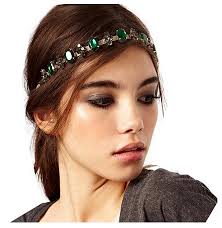 Women's Hair Accessory Green Crystal Black Gem Flower Headband Only $9.99  (Reg. $99.99)