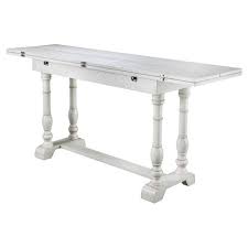 One part console, one part table, our driness drop leaf table works overtime to meet your changing needs. Edendale Farmhouse Folding Trestle Console To Extendable Dining Table Distressed White Aiden Lane Target