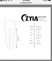 Zyia Sizing Inseam Guide For Leggings In 2019 Chart