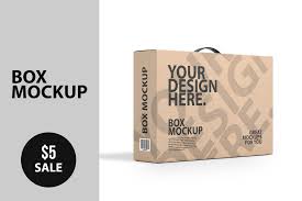 Cardboard Box With Handle Psd Mockup In 2020 Box Design Packaging Template Mockup Psd