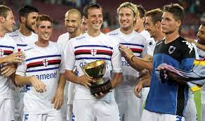 David villa of barcelona celebrates after scoring barcelona's first goal during the joan gamper trophy match between barcelona and ac milan at camp. Sampdoria To Contest Gamper Trophy For Third Time