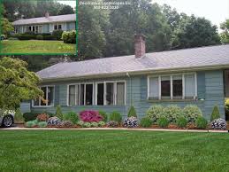 This homeowner has used the space between the sidewalk and his house to create a garden filled with beautiful flowers and a tree that will provide tons of shade in the future. Front Yard Landscape Designs For Ranch Homes Novocom Top
