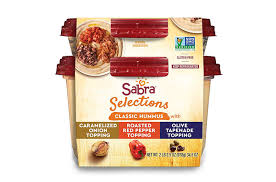 Cooked chickpeas , tahini (ground sesame), soybean oil, red bell pepper, garlic, salt, citric acid, potassium sorbate added to maintain freshness, . Sabra Hummus Selections Released For Limited Time