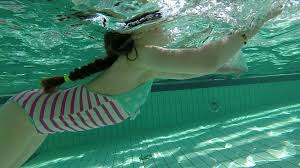 Underwater woman sienna is posing and swimming underwater in the pool. Slow Motion Of Young Girl Swimming Underwater With Goggles Stock Video Footage Storyblocks