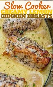 Slow Cooker Creamy Lemon Chicken With Butter Garlic And Lemon Coating Tender Chicken Chicken Slow Cooker Recipes Chicken Crockpot Recipes Creamy Lemon Chicken