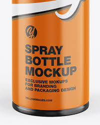 Glossy Spray Bottle W Matte Cap Mockup In Bottle Mockups On Yellow Images Object Mockups