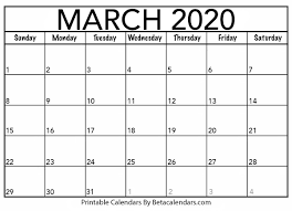 Blank March 2020 Calendar Printable Beta Calendars Blank March 2020 Calendar Printable Beta C In 2020 Monthly Calendar Printable Calendar Printables September Calendar