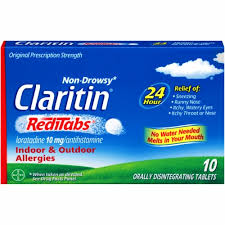 Place 1 tablet on tongue; Claritin 24 Hour Non Drowsy Allergy Reditabs 10mg 10 Ct Mariano S