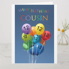 12th Birthday Cards For 12 Year Old Boys Cousin 12th Birthday Colored Balloons Card Birthday Twelve Greetingcards 12thbirthday Girl Sbirthday Birthday Balloons Happy Birthday Godson Happy Balloons