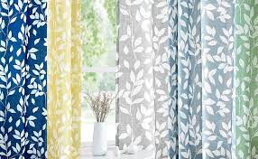 Maybe you would like to learn more about one of these? Amazon Com Treatmentex Blue White Curtains For Living Room 63 Length Leaves Print Semi Sheers Curtains For Windows Grommet Top 2 Pack Home Kitchen