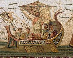 Image of Odyssey Book 13 classical art Phaeacians drop off Odysseus in Ithaca sleep