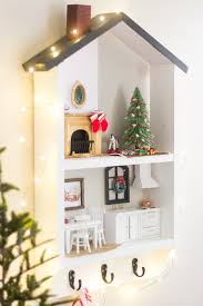 I have an older home and for the bathrooms i bought some glass shelves that were too i'm talking about that specific floating shelf style. Diy Holiday Dollhouse Shelf Shades Of Blue Interiors