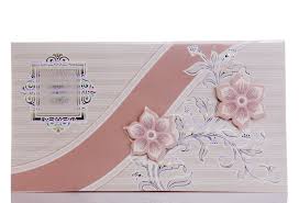 Get $5 designer coupon packs. Silver Wedding Card With Peach Flower Design Wedding Invitations Wedding Cards Online