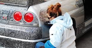 Give your hero a costume and a logo to. Guy Lets His Artist Wife Doodle With Sharpie Pen On His Nissan Skyline Gtr Bored Panda