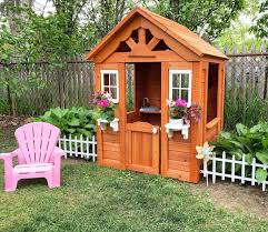 Amazon Com Backyard Discovery Timberlake All Cedar Wood Playhouse Toys Games Play Houses Wood Playhouse Backyard