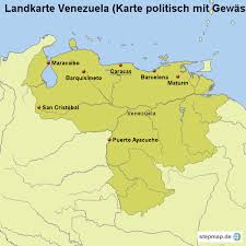 Map of venezuela, the bolivarian republic of venezuela is a tropical country situated on the northern coast of south america. Stepmap Landkarte Venezuela Karte Politisch Mit Gewassern Landkarte Fur Venezuela