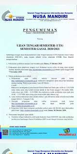 Workhsop virtual ini dilaksanakan melalui zoom, dengan menghadirkan adi pamungkas seorang programmer, trainer dan konsultan riset dari. Nusa Mandiri Info Pelaksanaan Ujian Tengah Semester Facebook