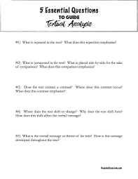 Five Essential Questions To Guide Textual Analysis Bespoke Ela Essay Writing Tips Lesson Plans
