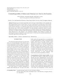Pdf Criminal Responsibility Of Children Under Malaysian Law Time For A Re Evaluation