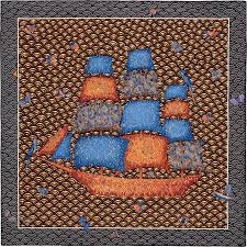 La Maison Des Carres Hermes Bateau Fleuri Hermes Scarf Silk Twill Scarf Hermes